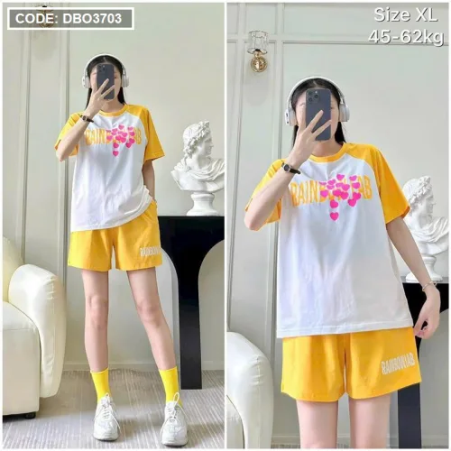 Đồ bộ quần đùi áo tay ngắn in hình form rộng