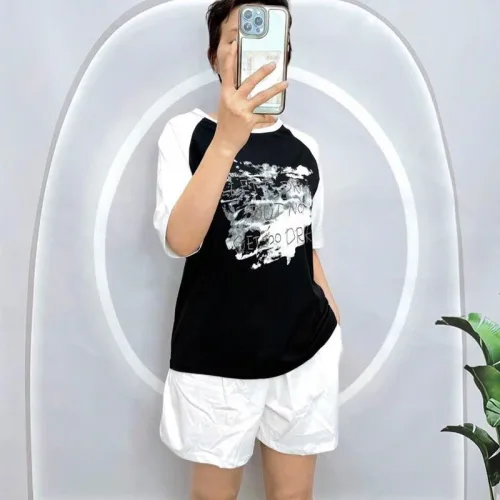 Đồ bộ quần đùi áo tay ngắn in hình loang