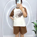 Đồ bộ quần đùi áo tay ngắn in hình loang