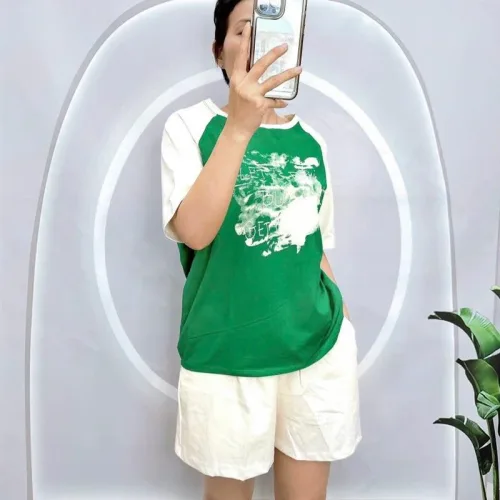 Đồ bộ quần đùi áo tay ngắn in hình loang