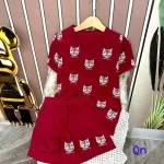 Đồ bộ quần đùi áo tay ngắn in hình mèo nhỏ