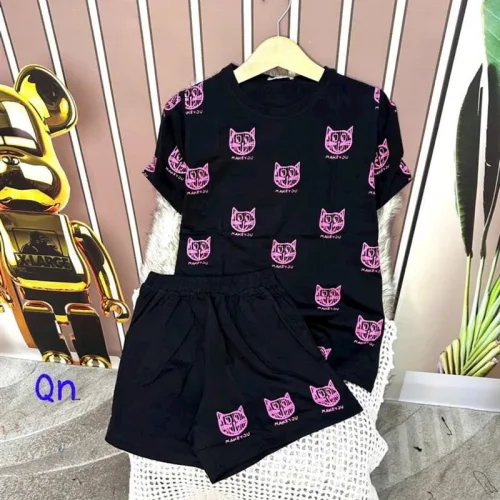 Đồ bộ quần đùi áo tay ngắn in hình mèo nhỏ