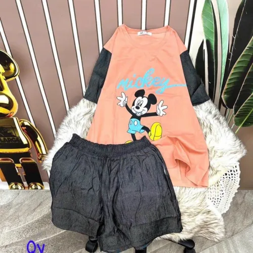 Đồ bộ quần đùi áo tay ngắn in hình mickey
