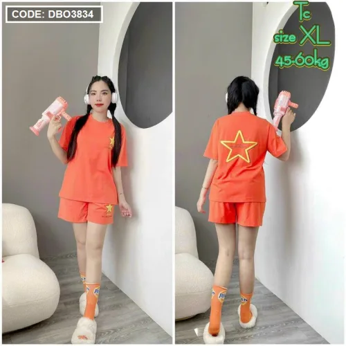 Đồ bộ quần đùi áo tay ngắn in hình sao form rộng