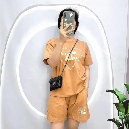 Đồ bộ quần đùi áo tay ngắn in hình trái tim