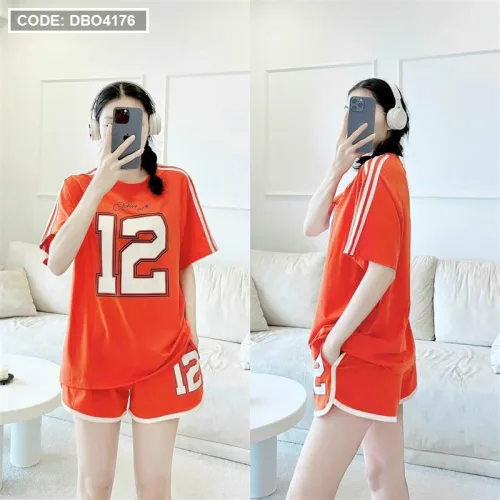 Đồ bộ quần đùi áo tay ngắn in số 12
