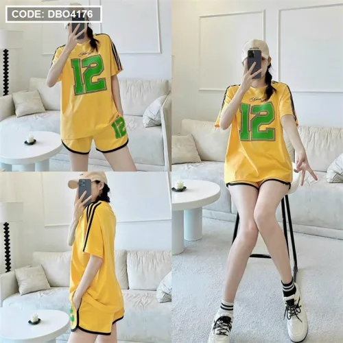 Đồ bộ quần đùi áo tay ngắn in số 12