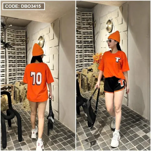 Đồ bộ quần đùi áo tay ngắn in số