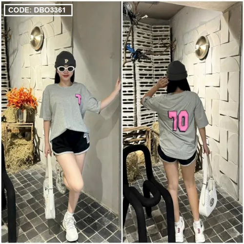 Đồ bộ quần đùi áo tay ngắn in số 70