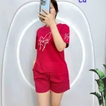 Đồ bộ quần đùi áo tay ngắn in trái tim chữ
