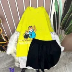 Đồ bộ quần đùi đen áo tay ngắn in hình