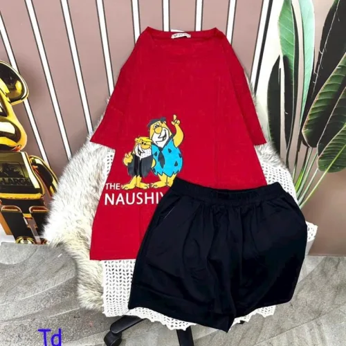 Đồ bộ quần đùi đen áo tay ngắn in hình