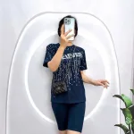 Đồ bộ quần đùi lửng áo tay ngắn in chữ