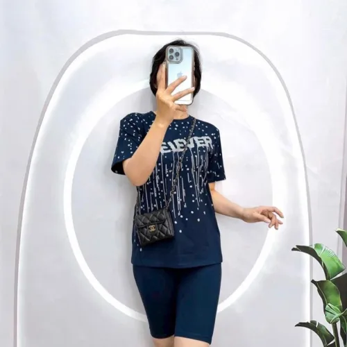 Đồ bộ quần đùi lửng áo tay ngắn in chữ