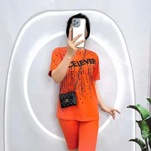 Đồ bộ quần đùi lửng áo tay ngắn in chữ
