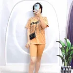 Đồ bộ quần đùi lửng áo tay ngắn in chữ