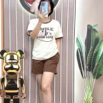 Đồ bộ quần đùi màu áo tay ngắn in chữ