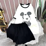 Đồ bộ quần đùi màu áo tay ngắn in hình chuột mickey