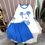 Đồ bộ quần đùi màu áo tay ngắn in hình chuột mickey