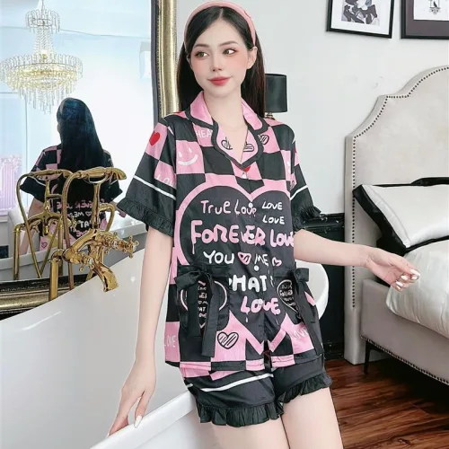 Đồ bộ quần đùi pijama áo tay ngắn in hình