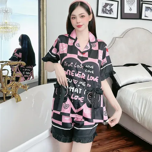 Đồ bộ quần đùi pijama áo tay ngắn in hình