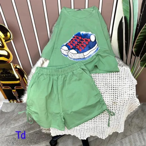 Đồ bộ quần đùi rút dây áo tay ngắn croptop in hình
