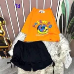 Đồ bộ quần đùi rút dây áo tay ngắn in hình