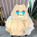 Đồ bộ quần đùi rút dây áo tay ngắn in hình chuột mickey