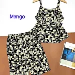 Đồ bộ quần lửng áo dây 1 tầng hoạ tiết