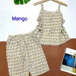 Đồ bộ quần lửng áo dây hoạ tiết mặc nhà