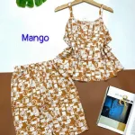 Đồ bộ quần lửng áo dây hoạ tiết mặc nhà