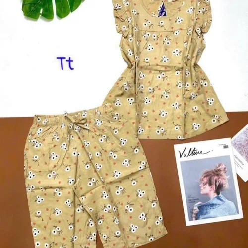 Đồ bộ quần lửng áo sát nách bèo hoạ tiết hoa