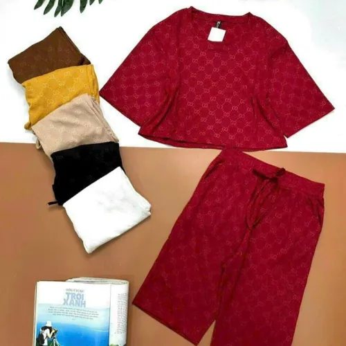 Đồ bộ quần lửng áo tay lửng cổ tròn màu trơn