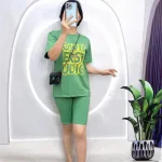 Đồ bộ quần lửng áo tay ngắn in chữ