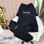 Đồ bộ quần lửng áo tay ngắn in chữ form rộng