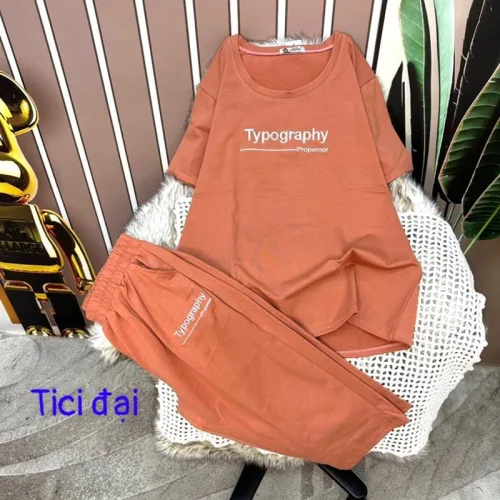 Đồ bộ quần lửng áo tay ngắn in chữ form rộng