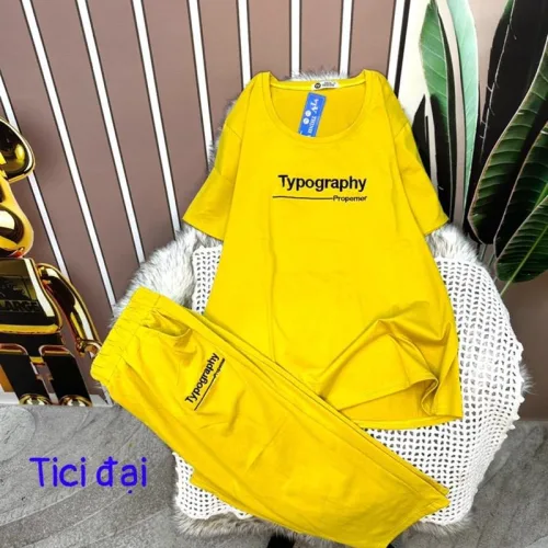 Đồ bộ quần lửng áo tay ngắn in chữ form rộng