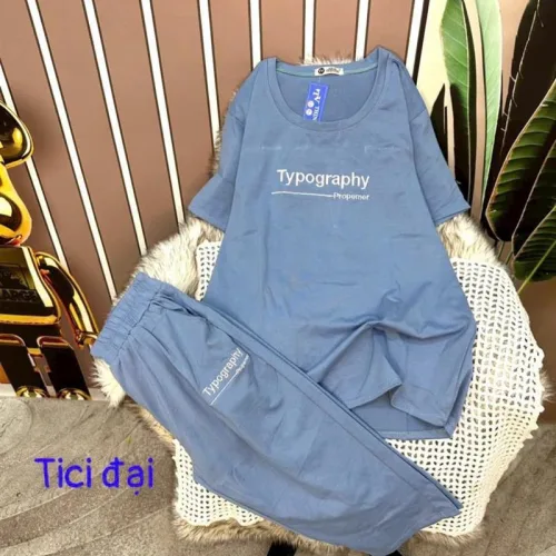 Đồ bộ quần lửng áo tay ngắn in chữ form rộng