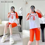 Đồ bộ quần lửng áo tay ngắn in chữ và in số 8