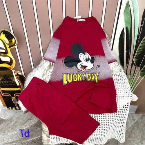 Đồ bộ quần lửng áo tay ngắn in hình chuột mickey