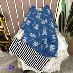 Đồ bộ quần lửng sọc áo tay ngắn in hình gấu