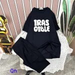 Đồ bộ quần ngố áo tay ngắn cổ tròn in chữ