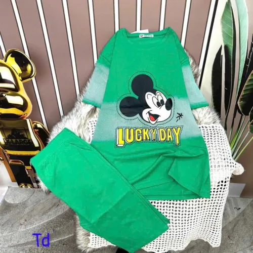 Đồ bộ quần ngố áo tay ngắn in hình