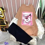 Đồ bộ quần ngố đen áo tay ngắn cổ tròn in hình