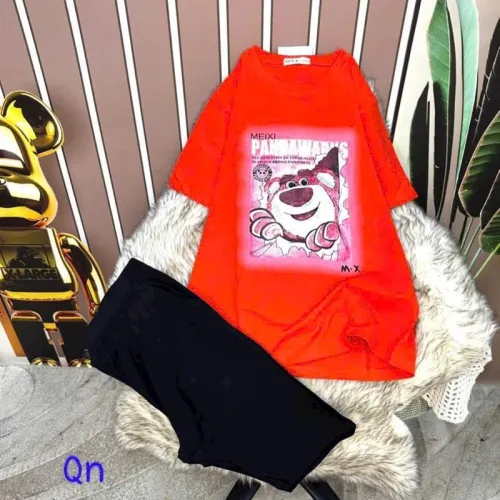 Đồ bộ quần ngố đen áo tay ngắn in hình