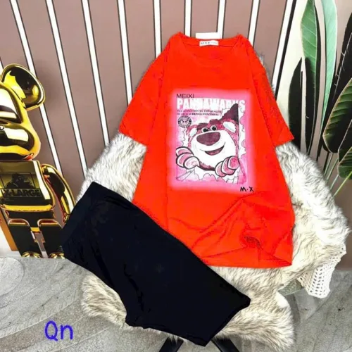 Đồ bộ quần ngố đen áo tay ngắn in hình