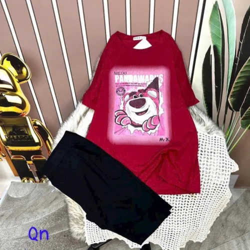 Đồ bộ quần ngố đen áo tay ngắn in hình