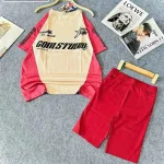 Đồ bộ quần ngố màu áo tay ngắn in chữ