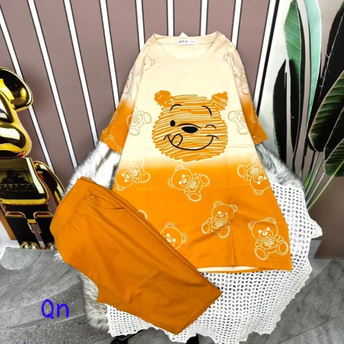 Đồ bộ quần ngố màu áo tay ngắn in hình