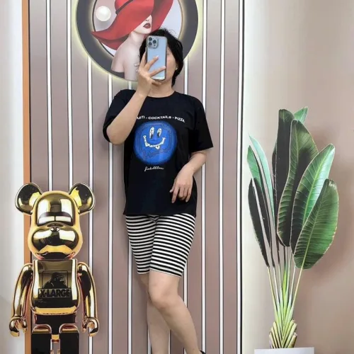 Đồ bộ quần ngố sọc áo tay ngắn in hình